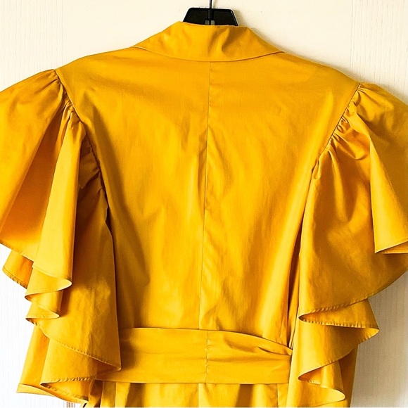 Johanna Ortiz Tulip Evolution Jacket Dress Ruffle Yellow Wrap Dandelion 2 EUC - Picture 6 of 7